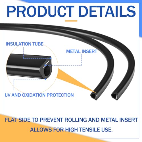 Pushglossy 50 Pcs 20" Electric Fence Underground Wire Insulator Tubing Wrap Insulator Tube for Corner Post and End of Fence, Accommodates Wire Diameters up to 12-1/2 Gauge, Black, Aluminum Insert