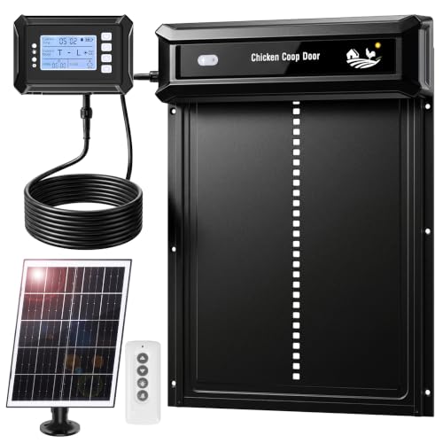 Automatic Chicken Coop Door with External Control Box，Coop Door with 118-inch-long Connection Cable & 5000mAh Battery, Anti-Pinch Auto coop Door, Weatherproof for Backyard Chicken Coop