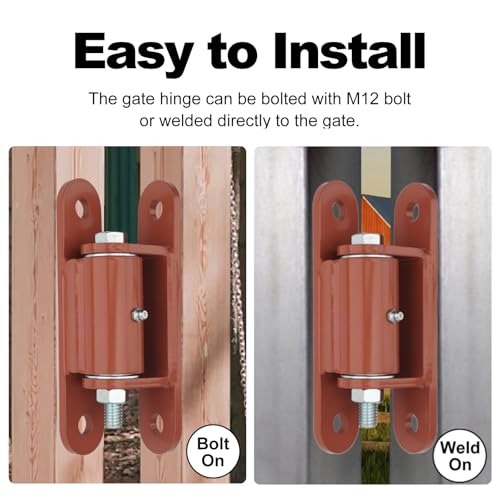 7" 2150P Heavy Duty Gate Hinges 1100lb Capacity - Bolt On/Weld On Carbon Steel Hinges for Driveway Gates, Fence & Barn Doors - Ball Bearing Design, Rust-Red Resistant Finish （2pcs）