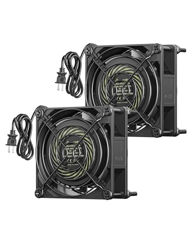 DEWENWILS 2 Pack 120V AC Fan, Waterproof Exhaust Fan 80mm 14W 2470RPM 21CFM | DIY Cooling Fan for Refrigerator, Computer Case, Compressor Engine, Generator, UL Listed, Black - size: 80mm×25mm, style: 2 pack