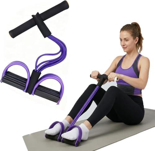 21 Fitness Resistance Bands-6 Tube Pedal Ankle Puller, Pedal Resistance Band with Handle, Natural Latex Fitness Bands, Multifunction Tension Rope for Abdomen, Waist, Arm