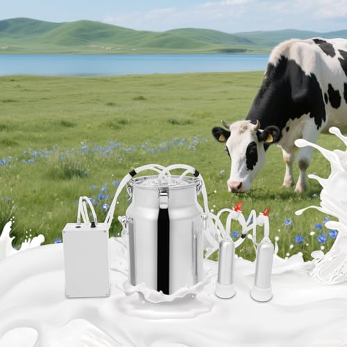 10L/2.6Gal Cow Milking Machine, 2-in-1 Electric Goat Milker Machine, Portable Pulse Vacuum Pump Milker with 304 Stainless Steel Buckets, Adjustable Suction Pulsation Vacuum (10L/ 2.6Gal) - size: 10L/ 2.6Gal