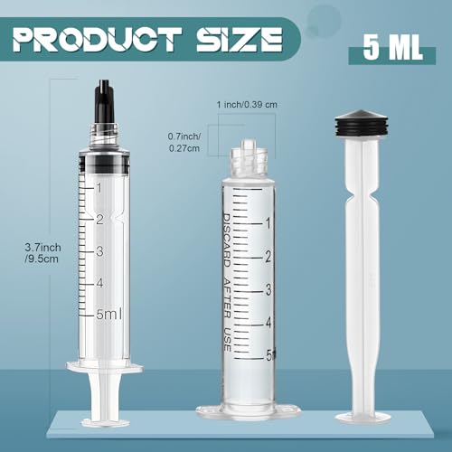 TrelaCo 50 Pack Syringe Without Needle Disposable Plastic Syringes with Cap Measuring Dispensing Tools Individually Sealed for Pets Feeding(5 ml) - size: 5 ml
