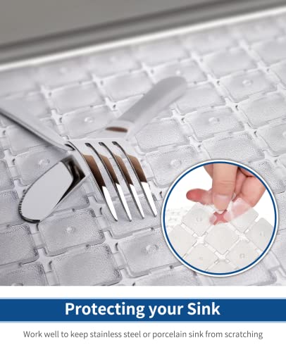 Bligli Sink Mat for Stainless Steel/Ceramic Sinks, 2 Pack 15.7x11.8 inches PVC Sink Protectors for Bottom of Kitchen Sink, Dishes and Glassware drain Mats, Durable and Fast Draining (Transparent) - color: Transparent