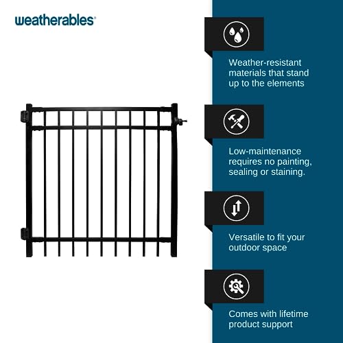 Weatherables Livingston Aluminum Gate Kit – DIY Kit for Backyard and Garden Fencing, Made with Durable Powder-Coated Aluminum that Combats Rust, Fading, and Corrosion (4’ Wide Gate Kit) - size: Livingston 4' Wide Gate Kit
