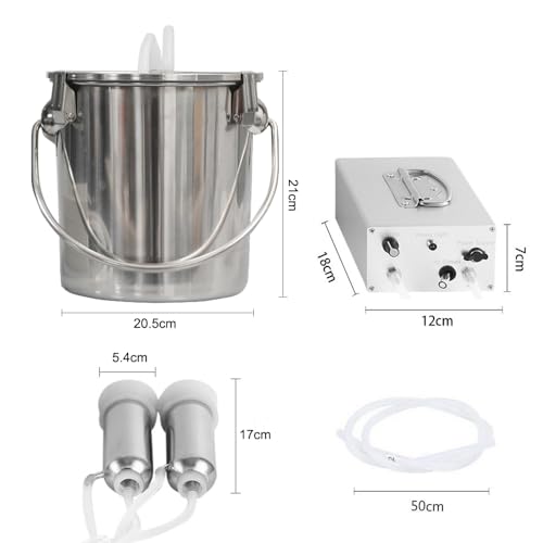 7L Cow Milking Machine,Rechargeable & Adjustable Suction Electric Milker - size: 7L Cow Battery
