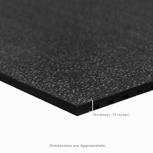 PAR-MSI Heavy Duty Gym Flooring Mat - 3.5' x 6' x 3/4" Thick Rubber Mat - Solid Black - Ideal for Home Gyms, Commercial Fitness Centers, Workouts, and More