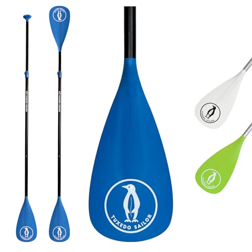 Tuxedo Sailor SUP Paddle - 3 Piece Adjustable Stand Up Paddle Board Paddle - Lightweight & Floating Paddle Board Oar - Durable and Packable, Reinforced Nylon Blades - Efficient Stroke - color: double blue