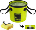 Collapsible Bucket 5 Gallon Container Folding Water Bucket Portable Wash Basin 20L - color: Green
