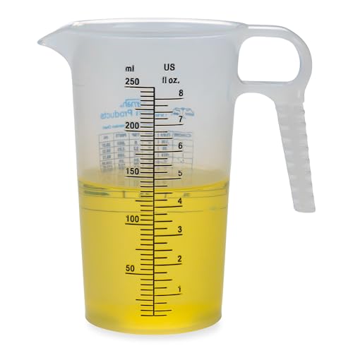 8oz 1 Cup Measure Pitcher with Convenient Conversion Chart– Food Grade - Great for Cooking, Home Hobbies, Aquariums, Pet Additives, Medical and Lab Chemicals with High Chemical Resistance by Turnah - size: 8oz