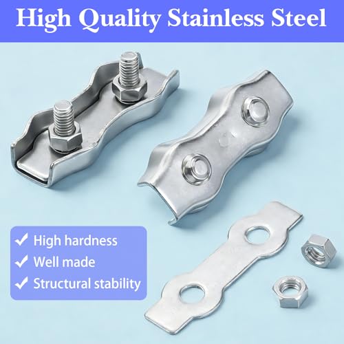 40 Pcs M5 Poly Rope Connector Wires Splicer Galvanized Steel Connector Kit for Electric Fences with Sleeve Tool
