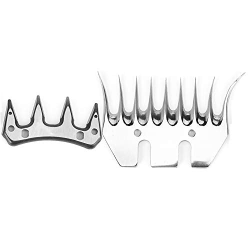 Stainless Steel Sheep Clippers Blade High Hardness Replacement Shearing Cutter for Sheep Goat Animal Grooming with 9T 13T Straight Curved Blade Options (9-Tooth Curved (+ Swing)) - size: 9-tooth curved blade (+ swing blade)