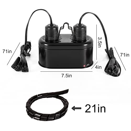 REPTI ZOO Dual Nano Dome Reptile Lamp Fixture Combo Pack Includes 5W Mini Fluorescent UVB Light Bulb & 35W Ceramic Heat Emitter Reptile Heat Lamp Bulb