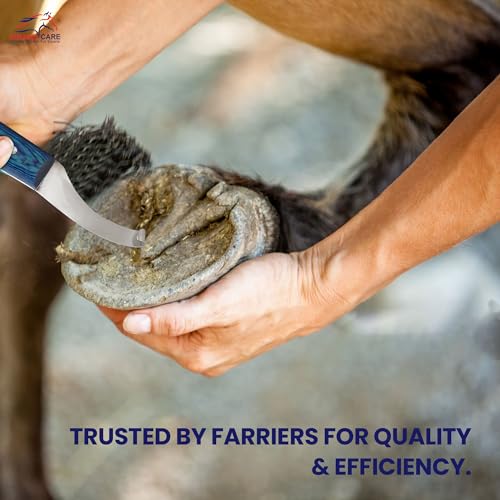 Equine Care Right-Handed Hoof Knife, J2 Stainless Steel, Farrier Tool | Right- or left-handed hoof knife for horses, goats, sheep and cattle; J2 stainless steel curved blade; 9 in overall