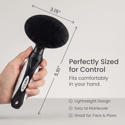 Round Bristle Pet Brush for Dogs and Cats - Soft Dog Brush for Grooming Short or Long Hair - Gentle Tool for Sensitive Skin Removes Dander, Dirt, and Detangles (Black) - color: Black