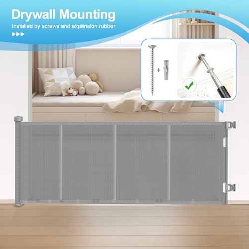 EZIGO Retractable Baby Gates Replacement Parts for 150/180/200'' Dog Gate | Full Set Wall Mounting Accessories Including Brackets, Latches, Screws for Extra Wide Baby Gate Retractable Dog Gate, Gray - color: Gray, size: Large
