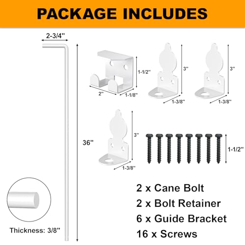 36" Cane Bolt Drop Rod for Gate, White Heavy Duty Gate Latch 2 Pack | Gate Latch for Wooden Fence Metal Gates, Gate Ground Stopper Hardware for Wood PVC Vinyl Metal Gates - color: 36"-White, size: 2 Pack