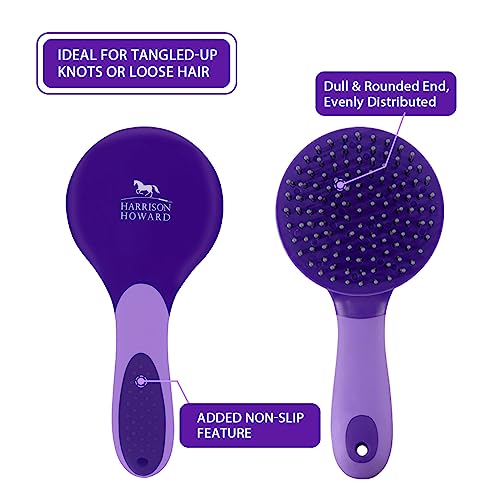 Harrison Howard Horse Mane and Tail Brush - Professional Grooming Brush, Equestrian Detangler, Non-Slip, Purple - color: Purple