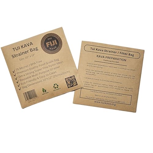 Traditional Kava Strainer Filter | 75 Micron Nylon Commercial Food Grade Quality | BPA-Free | Nut Milks | 10 x 12 inch | Draw string | Durable | Reusable | Environment friendly packaging