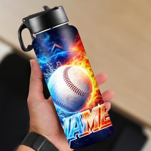 Custom 18oz Kids Water Bottle with Name, Cool Funny Sports Theme Insulated Bottle, Suitable for Boys Girls, Soccer Basketball Football Baseball - color: Color 05
