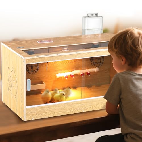 32" Chicken Brooder Brooder for Chicks with Feeder & Waterer | Upgrade Sliding Door Design, Super Easy to Clean Up to 30 Chicks 32" L x 16" W x 16" H