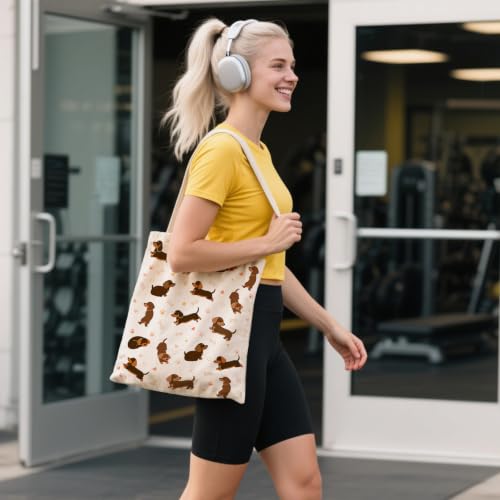Aesthetic Canvas Tote Bag for Women - with Magnetic Snap Closure & Zipper Inner Pocket Reusable Totes Bag - color: Dog4