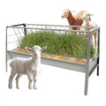 Pasture Hay Feeder 2 in 1 55 Gallon 59 in Livestock Feed Trough | Gallon Feed Pan Hay Grain Livestock Feeder for Sheep, Calf, Cow and Horse - color: Silvery