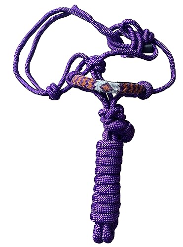 Majestic Ally Padded Beaded Nose Braided Rope Halter with 10' Matching Lead - Purple Full - color: Purple