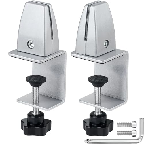 2 Packs Sneeze Guard Support, Aluminum Adjustable Partition Clamp, Acrylic Desk Divider Support, Desk Shield Clamp Privacy Panel for Counter - size: Sideclamp - 2pcs