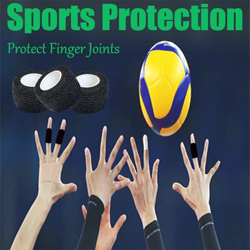 12 Pack Self Adhesive Wrap Bandage - Vet Wrap for Pets, Stretch Self-Adherent Cohesive Tape Breathable Athletic Tape Rolls (1 Inches x 5 Yards Each, Black) - color: Black