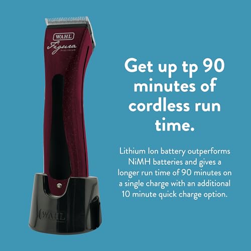 Wahl Professional Animal Figura Horse Clipper Kit, 8868-200, Metallic Red | 5-in-1 Adjustable Blade, Slim and Quiet Design, Trims Faces, Ears, Muzzles, Bridle Paths, and Fetlocks, 180-Minute Run Time