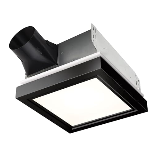 Broan-NuTone 110 CFM Decorative Bathroom Exhaust Fan with LED Light and Matte Black Trim, ENERGY STAR® certified