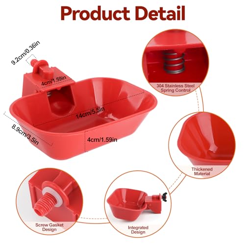 Kalolary Complete Set Automatic Chicken Waterer System | Large Poultry Chicken Water Cups with Stainless Steel PVC Pipeline,Float Valve and Tank Connector Kit,66 Accessories Included