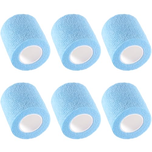 IndigoCase 6 Pack Self Adhesive Bandage Wrap 2 Inch x 5 yd Elastic Tape | SkyBlue Color Elastic Bandage Wrap, Vet Wrap, Small Bandage for Kids, Fingertip, Wrist, Dog, Pets - color: Skyblue, size: 2 Inch - 6 Pack