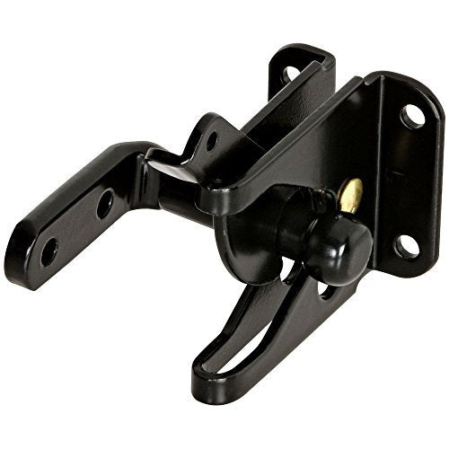 National Hardware Automatic Self Latching Gate Latch, Steel, Black | Latches As the Gate Closes on Outswing Gates and Animal Pens; Mounts to Gate or Post, Reversible - color: Black, size: 0
