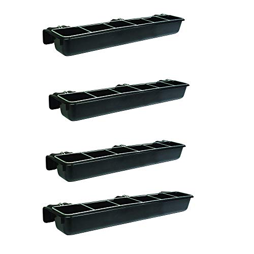 Little Giant HF9BLACK Hook Over Goat Trough Heavy Duty Galvanized Steel Body 9 Quart Feeder with Universal Mounting, Black (4 Pack)