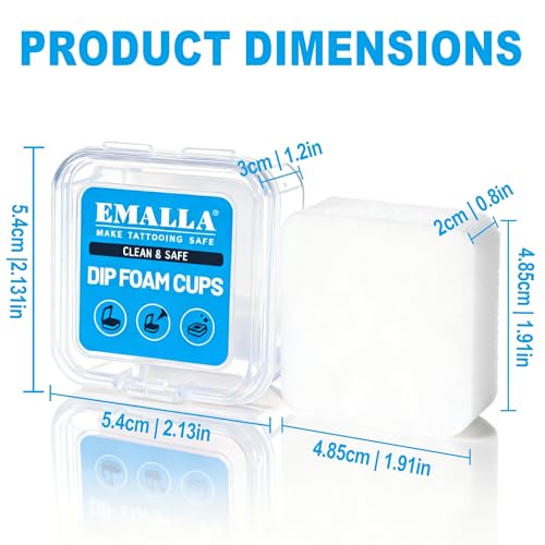 Emalla 20Pcs Dip Foam, Dip Cups Rinse Caps Tip Cleaner Foam Cups with Leakproof Lock Professional Cleaning for Tattoo Supplies
