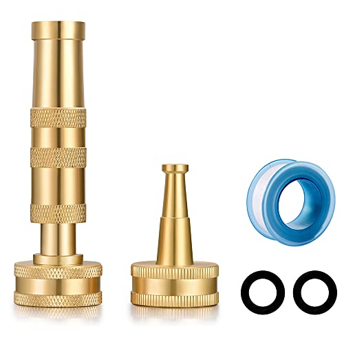 Brass Hose Nozzles, Heavy Duty Adjustable Twist Hose Nozzle & Jet Sweeper Nozzle 2 Pack - color: Nozzles AB
