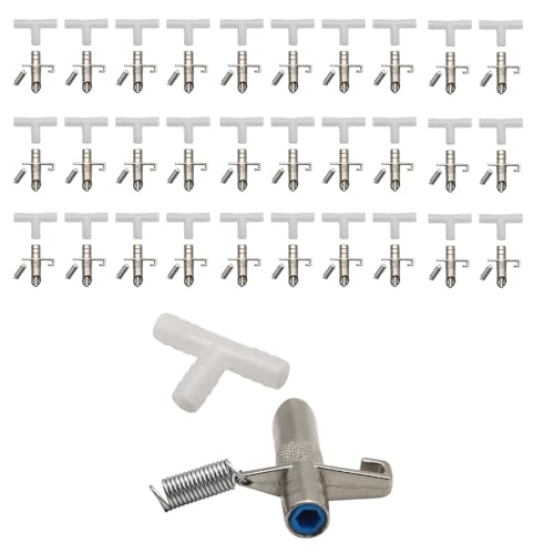 Automatic Rabbit Waterer Drinker 30Sets for Poultry Guinea Pig Ferret Rats Rodent Bunny Watering System(White) - color: White