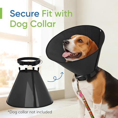 Soft Dog Cone Collar to Stop Licking After Surgery, Mesh Breathable Pet Recovery Collar for Large Medium Dogs, Elizabethan Cone Alternative(XXL) - color: Black, size: XXL