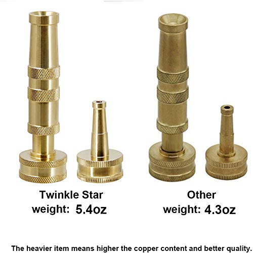 Twinkle Star Brass Heavy Duty Adjustable Twist Hose Nozzle Set | 3/4” GHT Brass Garden Hose Nozzle, Adjustable Water Flow - color: Nozzle Jet 1P