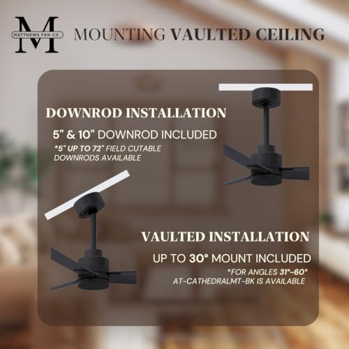 Matthews Fan Company AK-BK-BW-42 Alessandra Wet Rated 42" Ceiling Fan without Light, Remote Included, Silent DC Motor, Matte Black with Barn Wood Tone - color: Matte Black with Barn Wood Tone, size: 42-inch