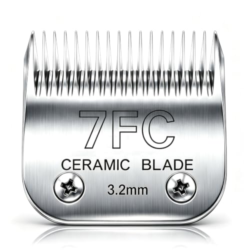 Detachable Pet Clipper Blades Dog Grooming Clipper Replacement Ceramic Blades, Compatible with Andis, Wahl, Oster(Size 7FC,Cut Length 3.2mm) - size: 7FC (3.2mm)