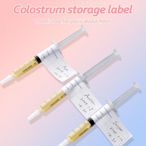 Colostrum Collector Kit Include 100pcs 3ml Sealed Breast Milk Collector No Needle Colostrum Syringes 5 Breastmilk Storage Bags and 1 piece 30 ml measuring cup with 100 Stickers - size: 3ML-100PCS (white)