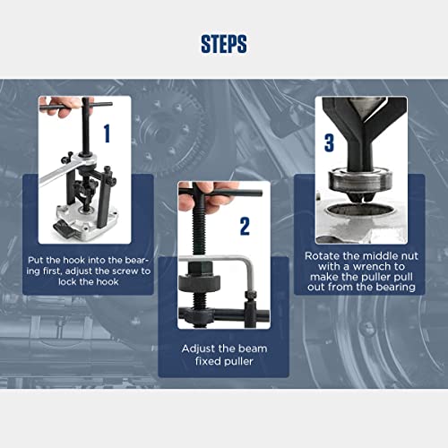 CMTOOL Bearing Puller Tool 3 Jaw Pilot Bearing Removal Tool Kit, Blind Bearing Extractor Small Tool Set, CR-V Steel, Three Jaw Design