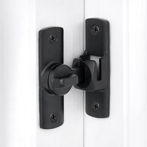 Black Barn Door Latches,90/180 Degree Gate Lock_D | Aluminum Alloy Right Angle Door Lock Latch,Flip Gate Latches Hardware,Sliding Door Lock for Cabinets,Fence Gates,Pet Cage - color: Black