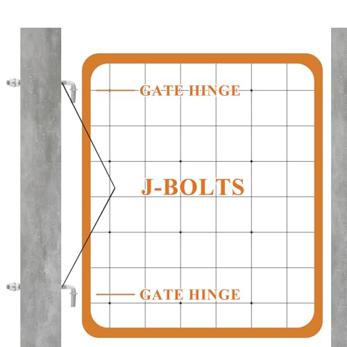 LANIAKEA 4PCS 8" J Bolt Gate Hinge J-Bolt Chain Link Fence Gate Hinge Heavy Duty Threaded Hinges for Cattle Corral Panels - size: 8in