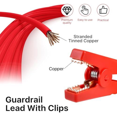 8 Pcs Electric Fence Wire Connect, 3 Ft Electric Fence Charger Solar Powered Fence Charger Fence Lead Copper Wire with Alligator Clip (Black+Red)