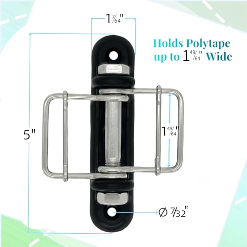 10Pcs Electric Fence Polytape Insulators Buckles for 1.7" Tape | Interlocking buckles for tautness. Impact-resistant, non-conductive. Triple anchor points. Modular for corners/ends/gates