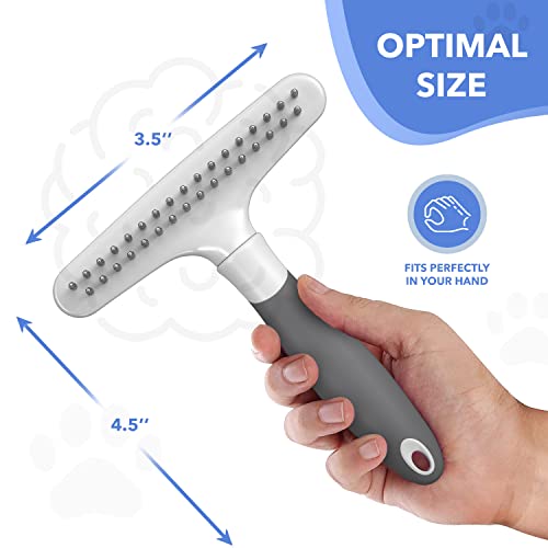 Dog rake deshedding dematting Brush Comb - Undercoat rake for Dogs, Cats, matted, Short,Long Hair Coats - Brush for Shedding, Double Row Stainless Steel pins - Reduce Shedding by 90% (White) - color: White